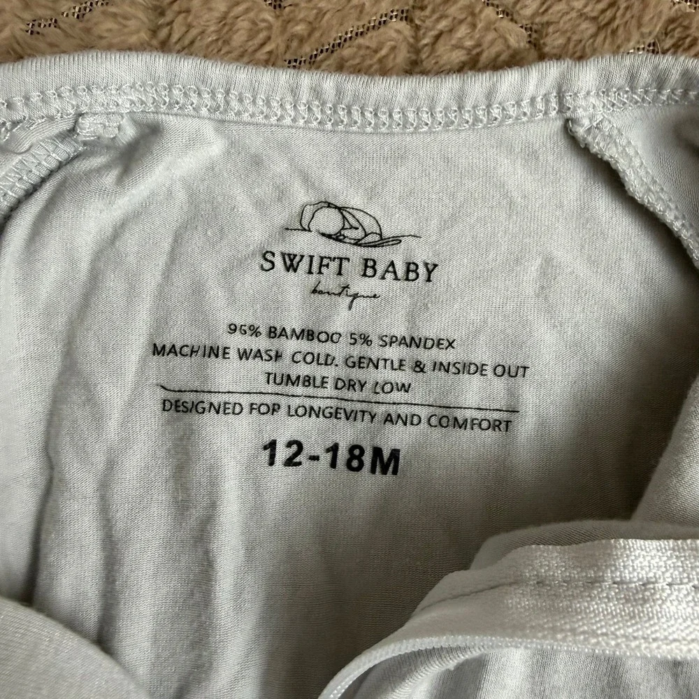 Swift Baby Boutique Bamboo Zippy Romper 12-18M Light Gray Neutral Sleepwear
